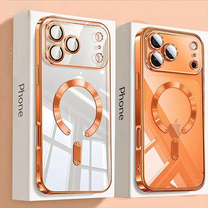iPhone MagSafe Clear Case – Plating Soft TPU Magnetic Cover