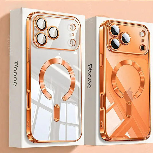 iPhone MagSafe Clear Case – Plating Soft TPU Magnetic Cover