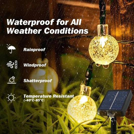 Outdoor Solar Light String LED Crystal Bubble Ball Light Waterproof Multi-mode Solar Courtyard Garden Party Decoration Light