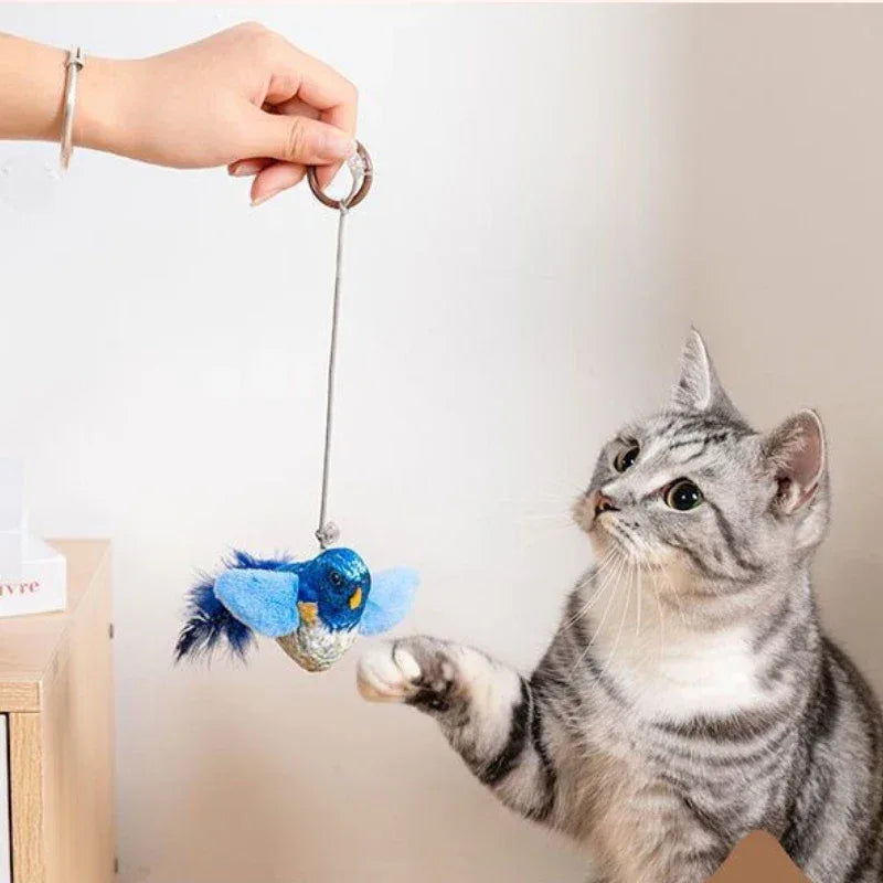 Indoor Interactive Birds Toy for Cat Chasing Teasing Toy Sounding Catnip Cat Teaser Toy Self-hilarity Wall Hanging Birds Cat Toy - Urbizia