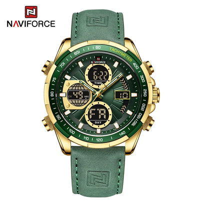 2022 NAVIFORCE Sport Watches for Men Strong Luminous Dual Display Waterproof Quartz Genuine Leather Wristwatch Relogio Masculino