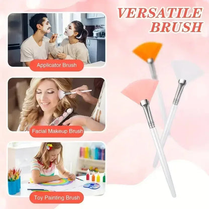 3/6/12pcs Practical Facial Brushes Fan Shape Brush Flat Head Face Mask Applicator Soft Portable Mask Brushes Cosmetic Tools - Urbizia