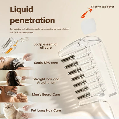 Portable Transparent Hair Root Comb Liquid Guide Applicator Scalp Massage Comb Hair Oil Serum Brush Anti-Leak Hair Care Tool