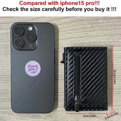 Rfid Credit Card Holder Money Bag Luxury Carbon Fiber Id Bank Cardholder Coin Purse Minimalist Wallet for Men Carteira Masculina
