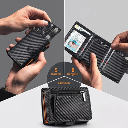 Slim RFID Blocking Men's Wallet with Pop up Card Holder Automatic Credit Card Case