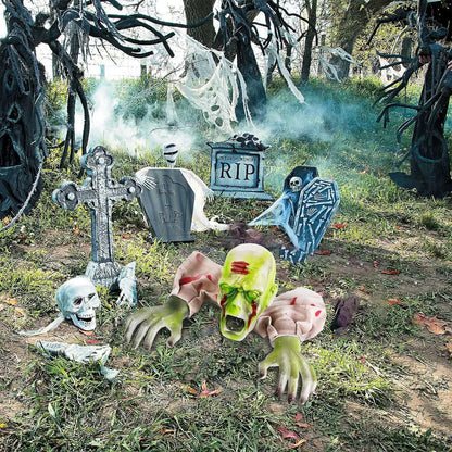 Halloween Glowing Skeleton Decoration – Creepy Ghost Hands Ground Plug Light