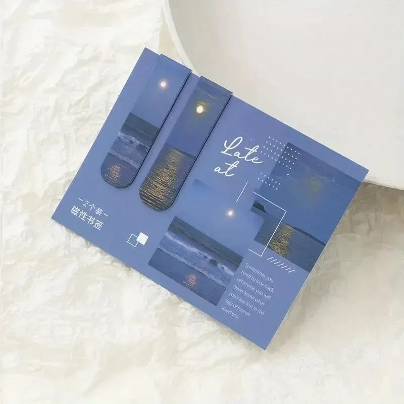 2pcs Forest Landscape Magnetic Bookmark For Pages Books Readers - Urbizia