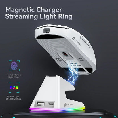 Attack Shark X6 Gaming Mouse – PAW3395 Sensor, Tri-Mode Bluetooth/2.4G, RGB Magnetic Charging Base