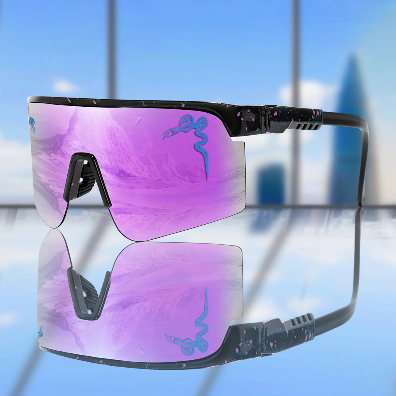 Men's Fashion Large Frame Cycling Sunglasses Fashionable Goggles with Random Dot Decoration for Outdoor Sports Hiking Fishing
