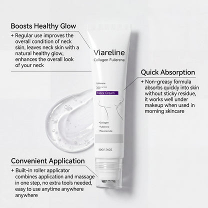 Collagen Fullerene Neck Cream Niacinamide Brightening Jawline Tighten Lift Firming Anti-Wrinkle Neck Care Moisturizing Cream with Rollers