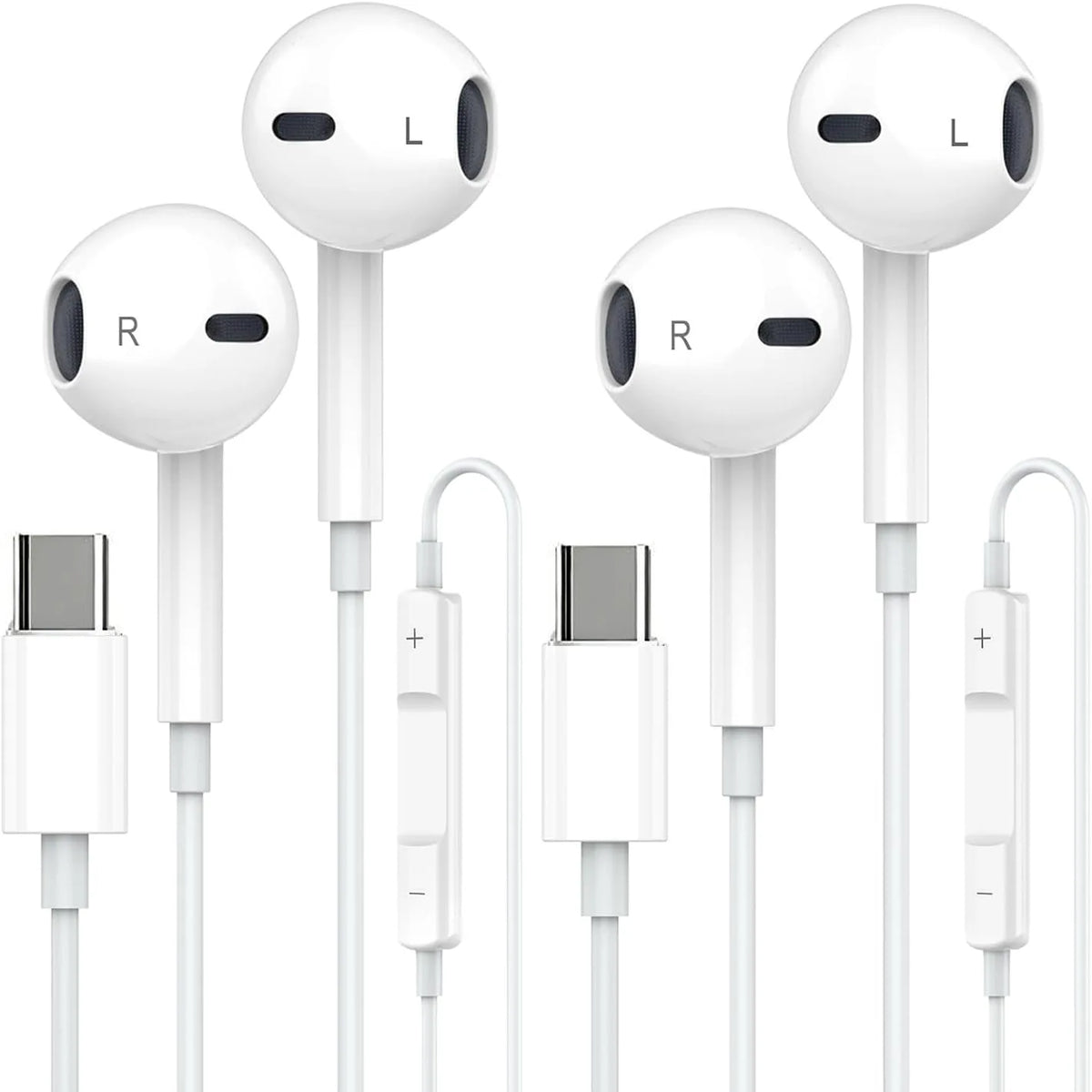 Wired Earphones, Portable Wired Earplugs with Microphone and Volume Control, Universal In-ear Headphones for Type C Devices