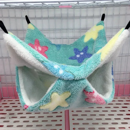 1/2 pcs Hamster Hideout Cage Print Fleece Guinea Pig Sugar Glider Sleeping Bed Rodent Hammock Rat Little House Animals Supplies - Urbizia