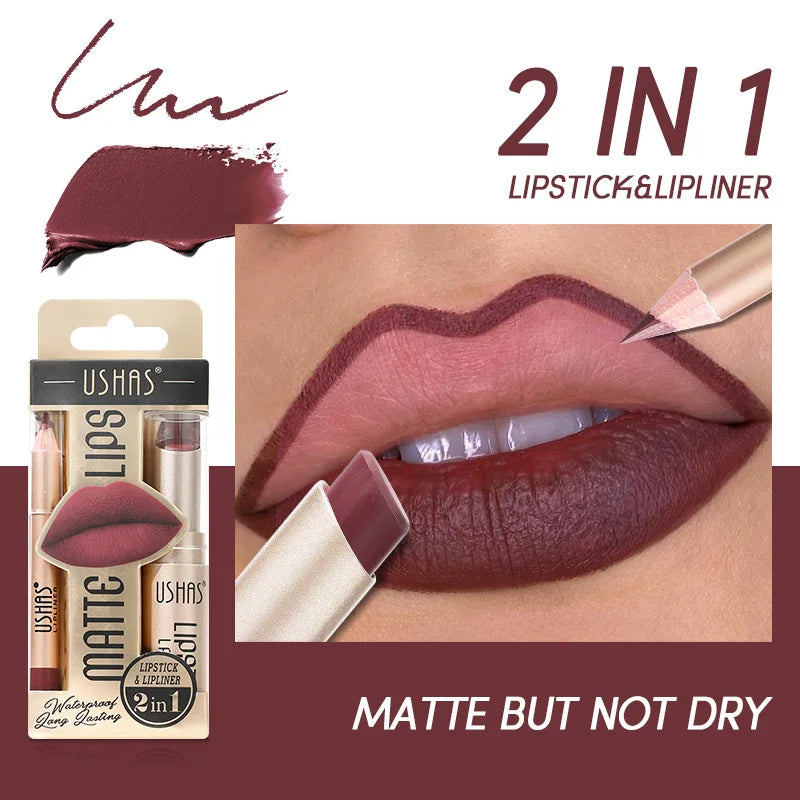USHAS 12-Color Lip Liner & Matte Lipstick Set