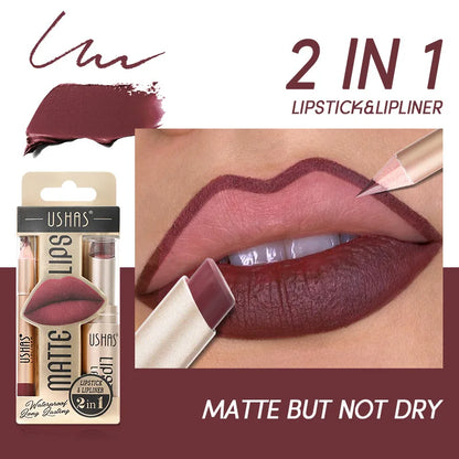 USHAS 12-Color Lip Liner & Matte Lipstick Set