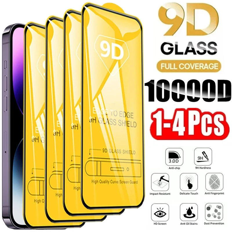 9D Screen Protectors Tempered Glass for iPhone 18 17 16 Pro Max 16e 15 14 13 12 11 Protective Glass for iPhone X XR XS 7 8 Plus