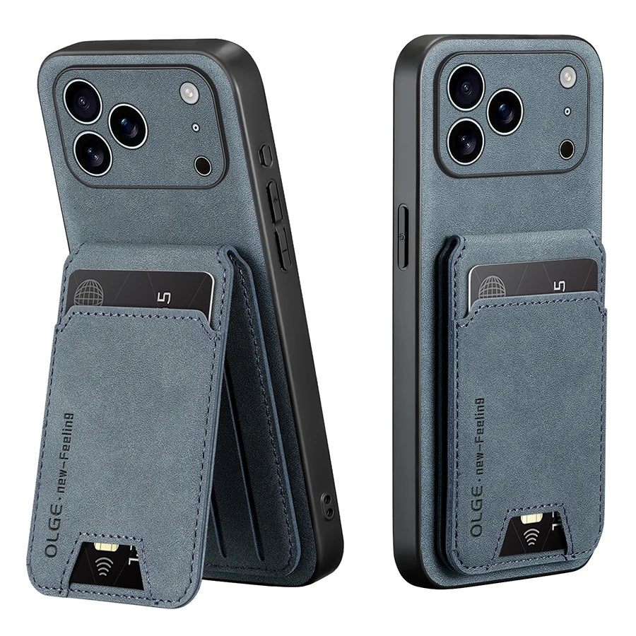 Luxury Synthetic Leather Card Bag Holder phone Case for iPhone 17 16 E 15 13 14 Pro Max Leather Card Slot Bag Protective Cover