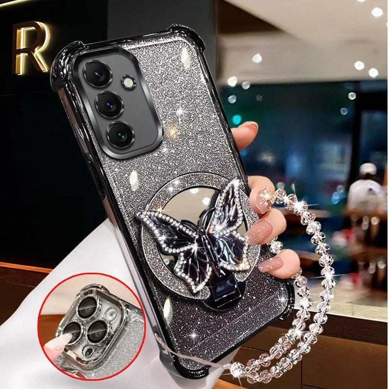 Butterfly Mirror Crystal Bracelet Case for Samsung Galaxy A Series