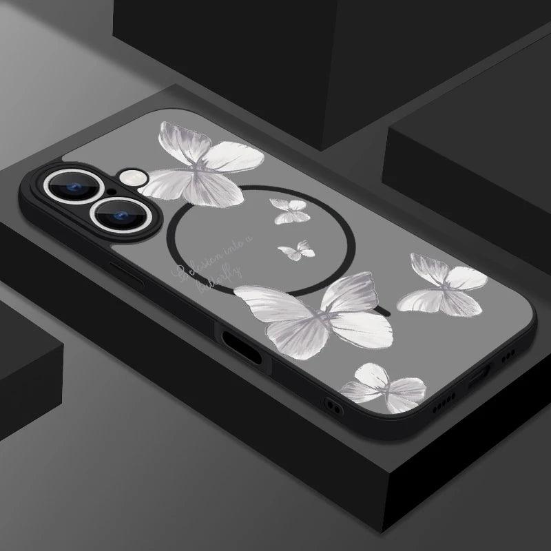 Gold Butterfly Matte MagSafe Case for iPhone Series
