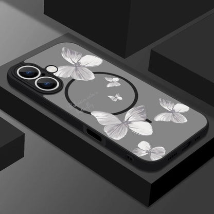 Gold Butterfly Matte MagSafe Case for iPhone Series