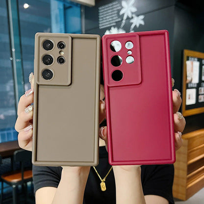 Solid Color Soft TPU Case For Samsung Galaxy S24 FE S26 S23 S24 S25 Ultra S25 Edge S22 Plus A55 A35 A15 5G Silicone Phone Cover