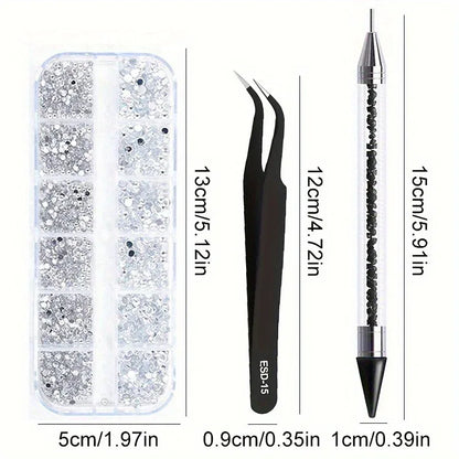 Nails Art Multi-Size Flat Back Acrylic Rhinestones 3D Crystal DIY Decorations Glitter Crystal Gem Manicure Accessories With