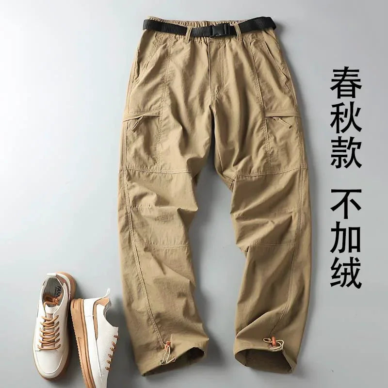Outdoor Workwear Pants Men's Loose Fleece Lined Thick Soft  Hiking Mountain Climbing Windproof Waterproof Jacket Pants