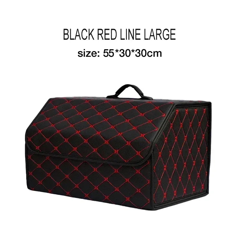 Car Trunk Organizer Box Large Capacity Auto Multiuse Tools Storage Bag Stowing Tidying Leather Folding For Emergency Storage Bo - Urbizia