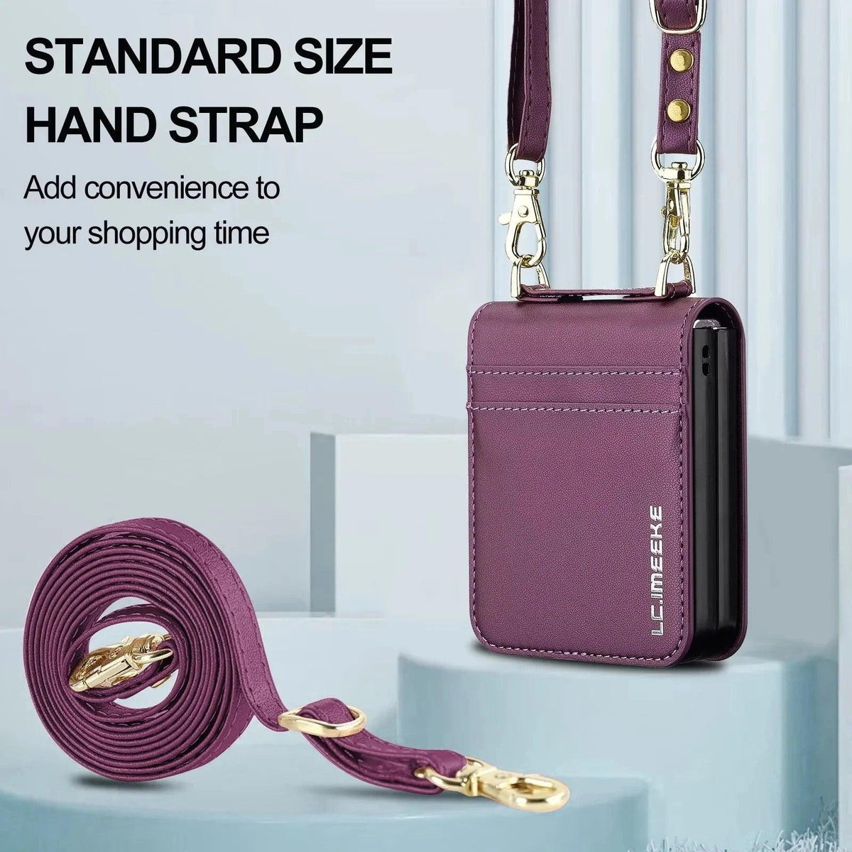 Crossbody Cards Solt Wallet Leather Case For Samsung Galaxy Z Flip 8 7 FE 6 5 4 3 5G Flip6 Flip7 Hand Strap Lanyard Pocket Cover