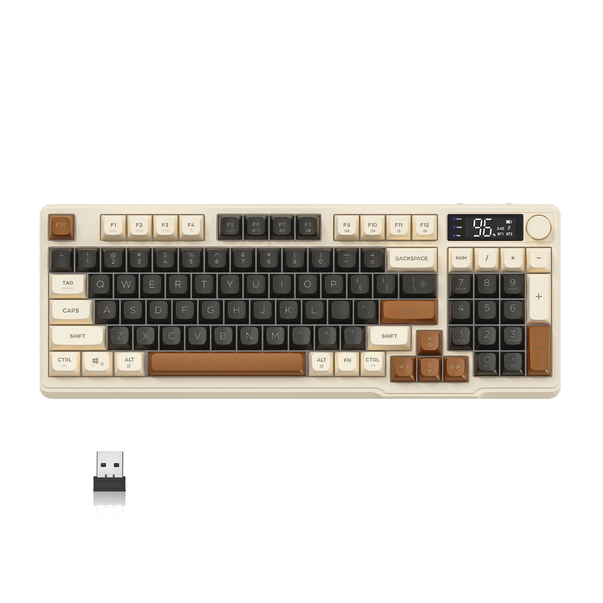 ZIYOU LANG M96 Wireless Gaming Keyboard with Display Screen & Knob, Bluetooth/2.4GHz Quiet Membrane Keyboard, 3000mAh Rechargeable