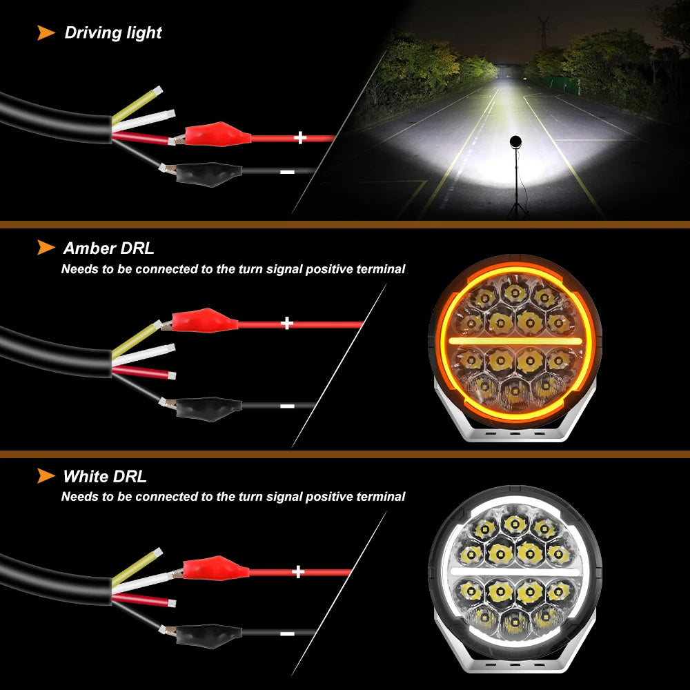 CO LIGHT LED Offroad Driving Lights 6.5 inch White & Amber DRL Spot-Flood Combo 60000LM Auxiliary Work Pods Cubes Light for 4x4