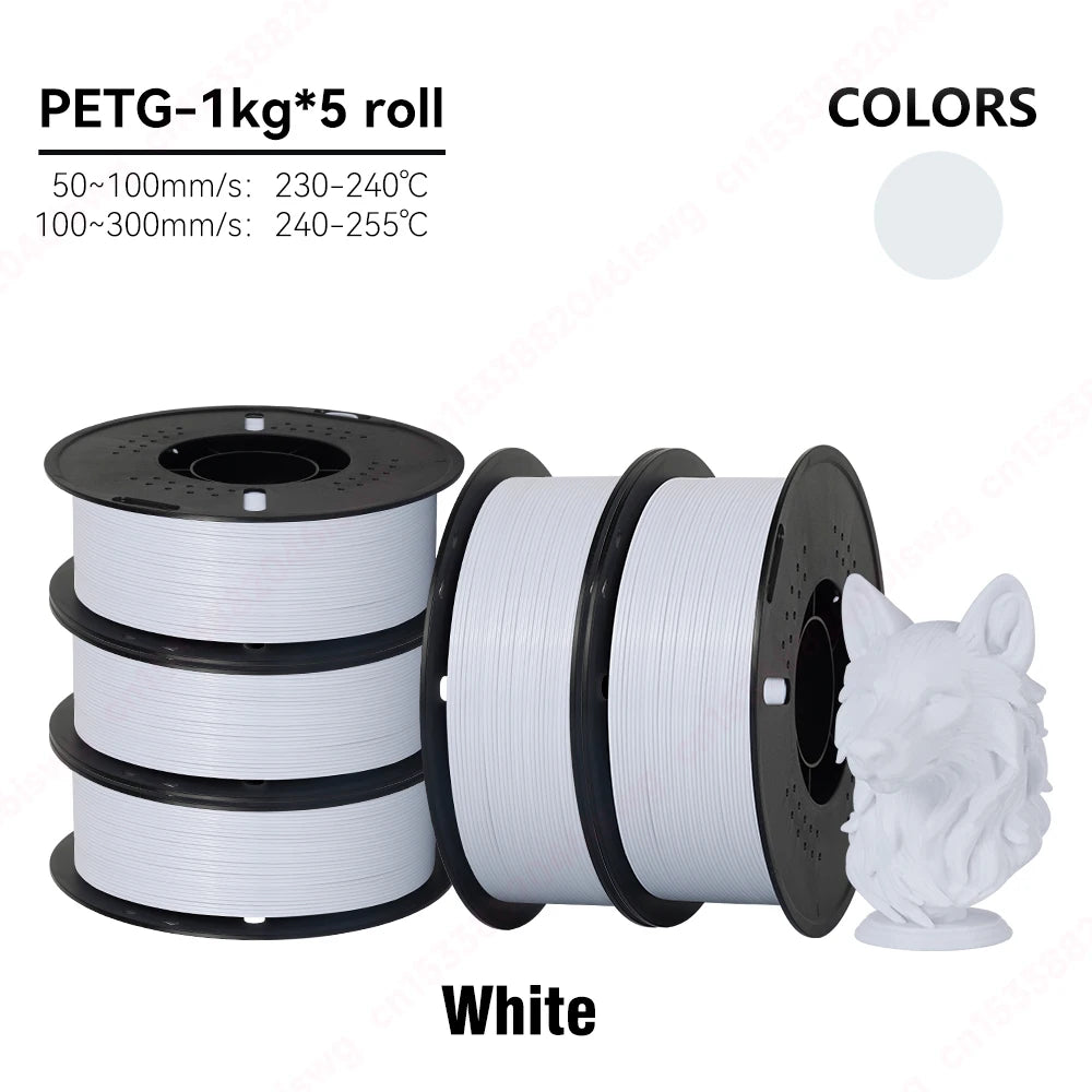 KINGROON 5/10KG PETG 3D Printer Filament 1.75mm +/- 0.03mm 3D Printing Filament Neatly Wound Filament Vacuum Packing Fast Shippi