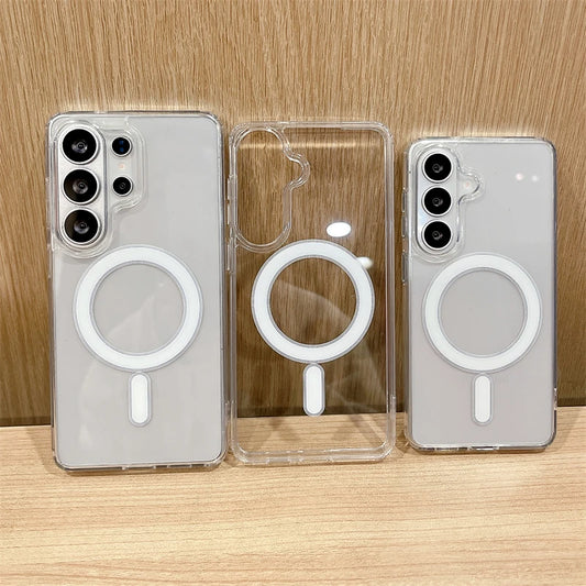 Original For Magsafe Magnetic Clear Case for Samsung Galaxy S26 S25 S24 S21 FE S22 S23 Ultra Plus A17 A16 A55 A36 A07 A54 Cover