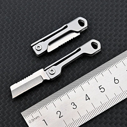Stainless Steel Mini Folding Knife High Hardness Steel Sharp Knife With Keychain Pendant Disassembly Express Open Box EDC Tool