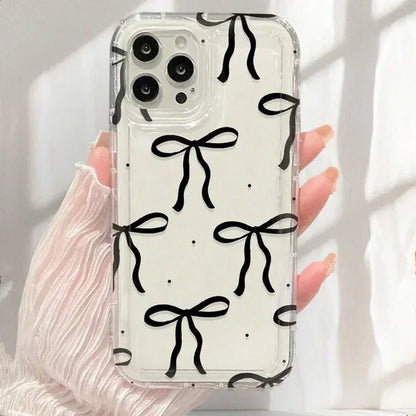 Heart Bow Shockproof Soft Clear Case for iPhone