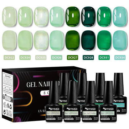 8PCS 7ml Jelly Nude Gel Nail Polish Kit with Gift Box Light Pink Translucent White Shimmer Glitter Soak Off UV LED Gel Varnish