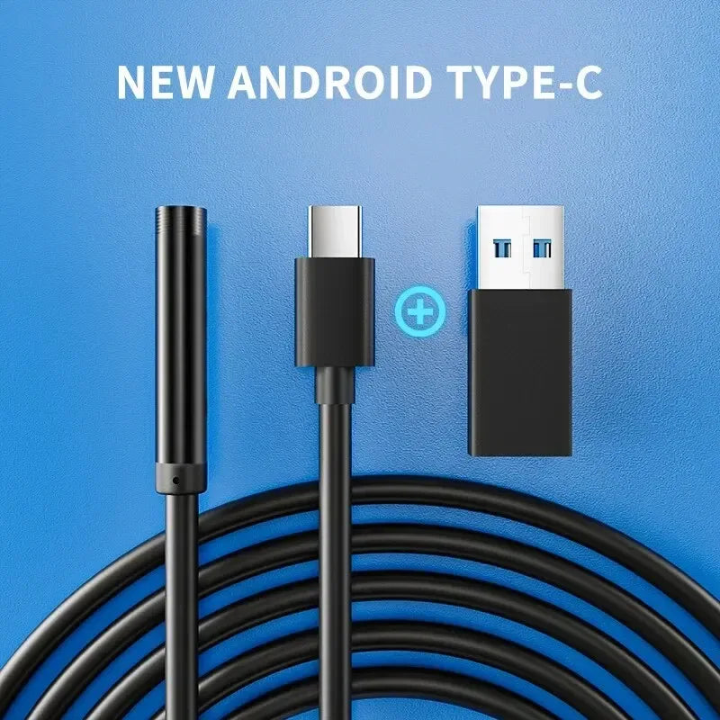 7.0MM TYPE-C Endoscope Camera IP67 Waterproof 6 LEDs Adjustable USB Android Flexible Inspection Borescope Cameras for Phone PC - Urbizia
