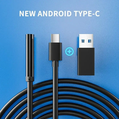 7.0MM TYPE-C Endoscope Camera IP67 Waterproof 6 LEDs Adjustable USB Android Flexible Inspection Borescope Cameras for Phone PC - Urbizia