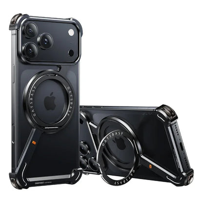Eary Metal Magnetic Phone Case for iPhone 17 Pro Max/17 Pro/17 Air for Magsafe 360°Stand Frameless Shockproof Protector Cover