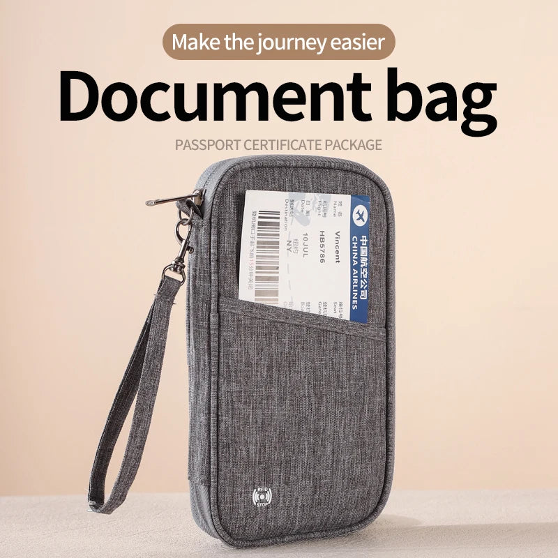 Family RFID Blocking Passport Holder Wallet - Travel Document Organizer with Credit Card Case Essential Travel Bag