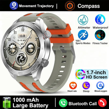 New GPS Track Smart Watch Men AMOLED Screen Outdoor Sports Fitness Heart Rate Compass IP68 Waterproof Bluetooth Call Smart Watch