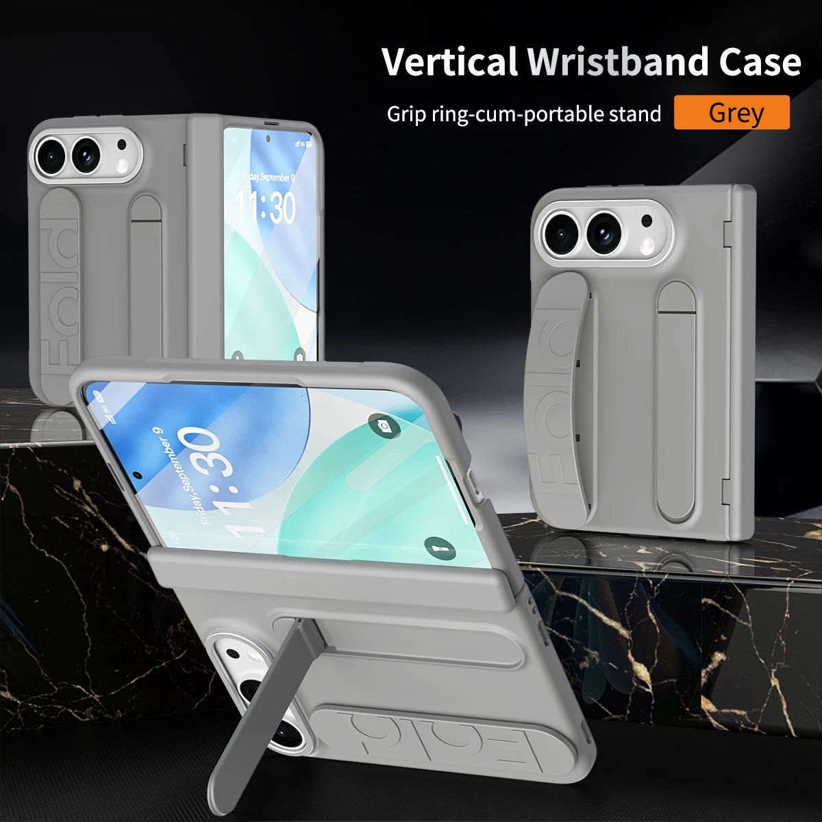Portable Silicone Palm Strap Wristband Hinge Phone Case For iPhone Ultra 18 Fold Hard PC Slim Cover With HD Screen Protector
