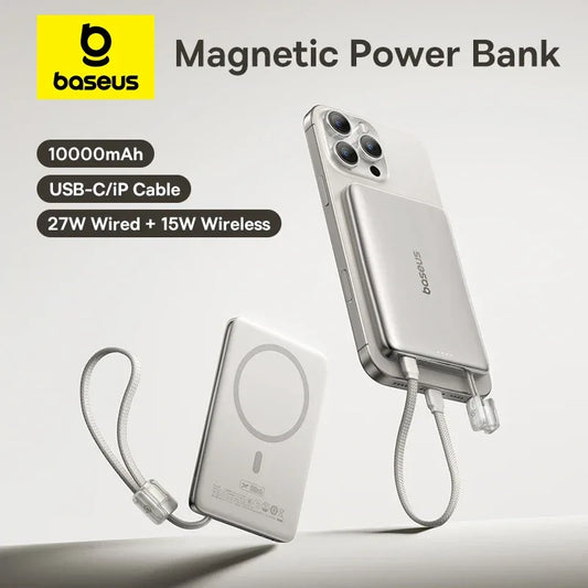 10000mAh Magnetic Power Bank 27W PD Fast Charging Slim