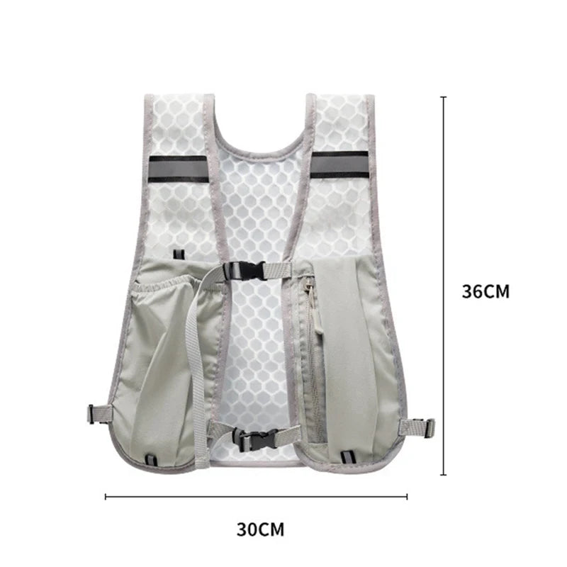 Biking Running Storage Vest Backpack Lightweight Running Vest Reflective Hydration Water Chest Pack Phone Storage Pocket