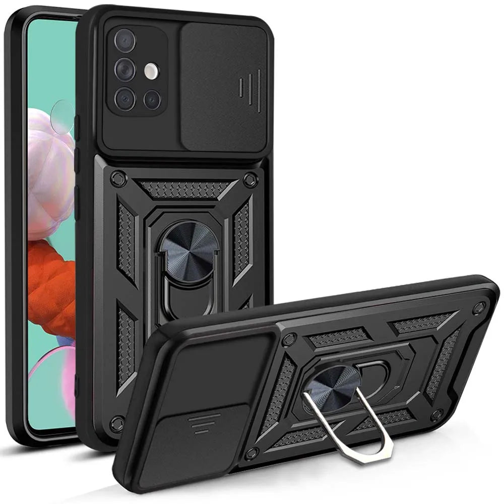 Case For Samsung Galaxy A71 A51 A73 A72 A53 A52 A33 A32 A34 A35 A23 A24 A25 Slide Camera Protector 360 Ring Armor PC Hard Cover