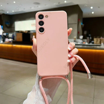 Liquid Silicone Crossbody Lanyard Phone Case for Samsung