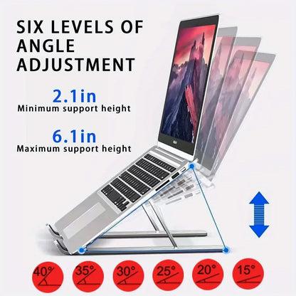Adjustable Aluminum Laptop Stand – 6-Level Foldable Design - Urbizia