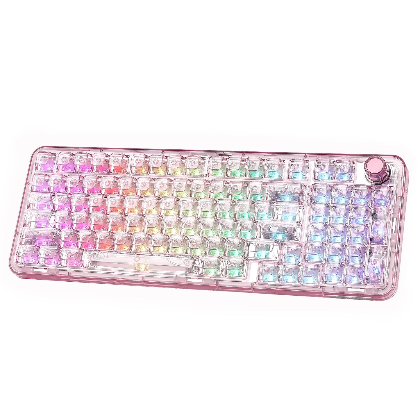 YUNZII X98 Pink QMK/VIA Wireless Transparent RGB Keyboard, Hot-Swap Gasket Mechanical Gaming Keyboard, Pre-lubed Knob Keyboard