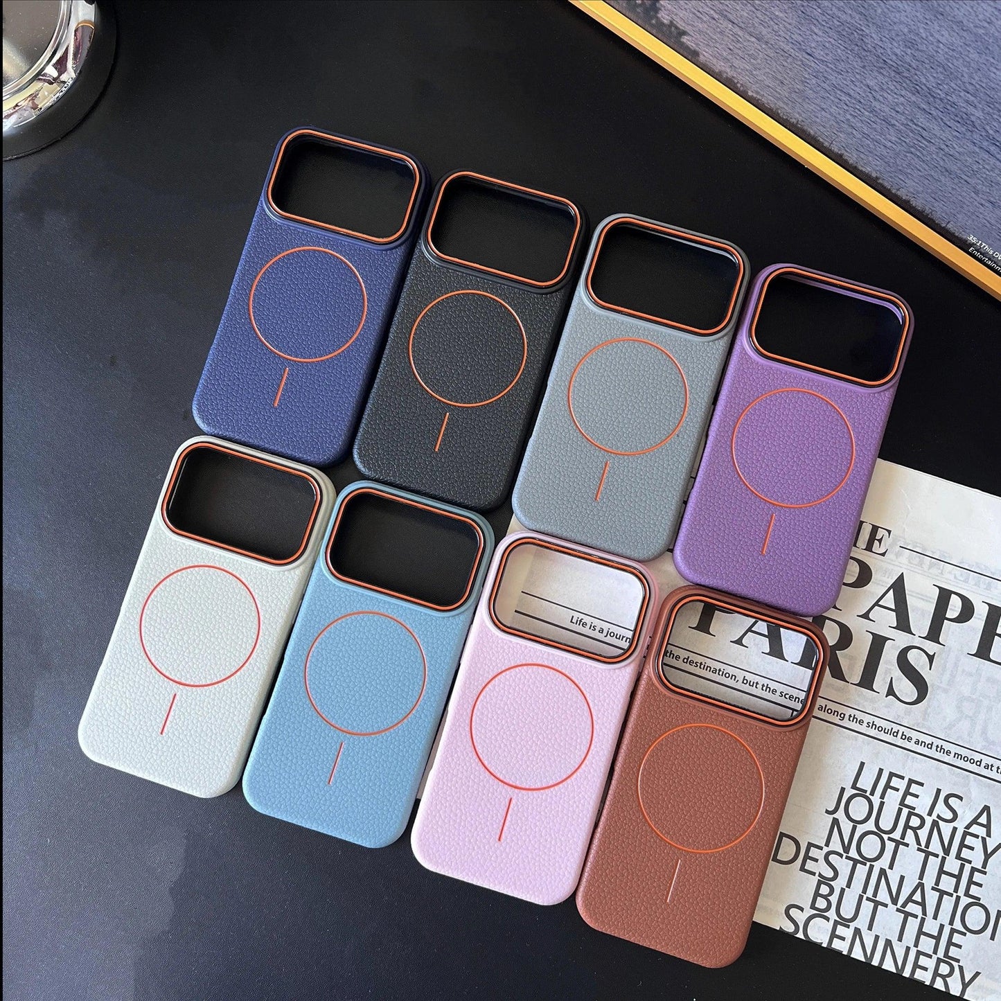 Litchi Pattern For Magsafe Leather Texture Phone Case For iPhone 17 16 15 14 13 12 11 Pro Max Air Plus Magnetic Shockproof Cover