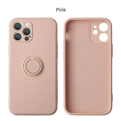 Liquid Silicone Magnetic Bracket Ring Phone Cases For IPhone 15 14 13 12 11 Pro Max Mini X XS XR 8 7 Plus Shockproof Back Cover