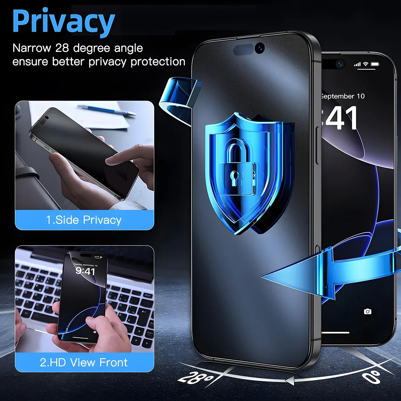 Anti-Spy Privacy Tempered Glass iPhone Dust-Free Install
